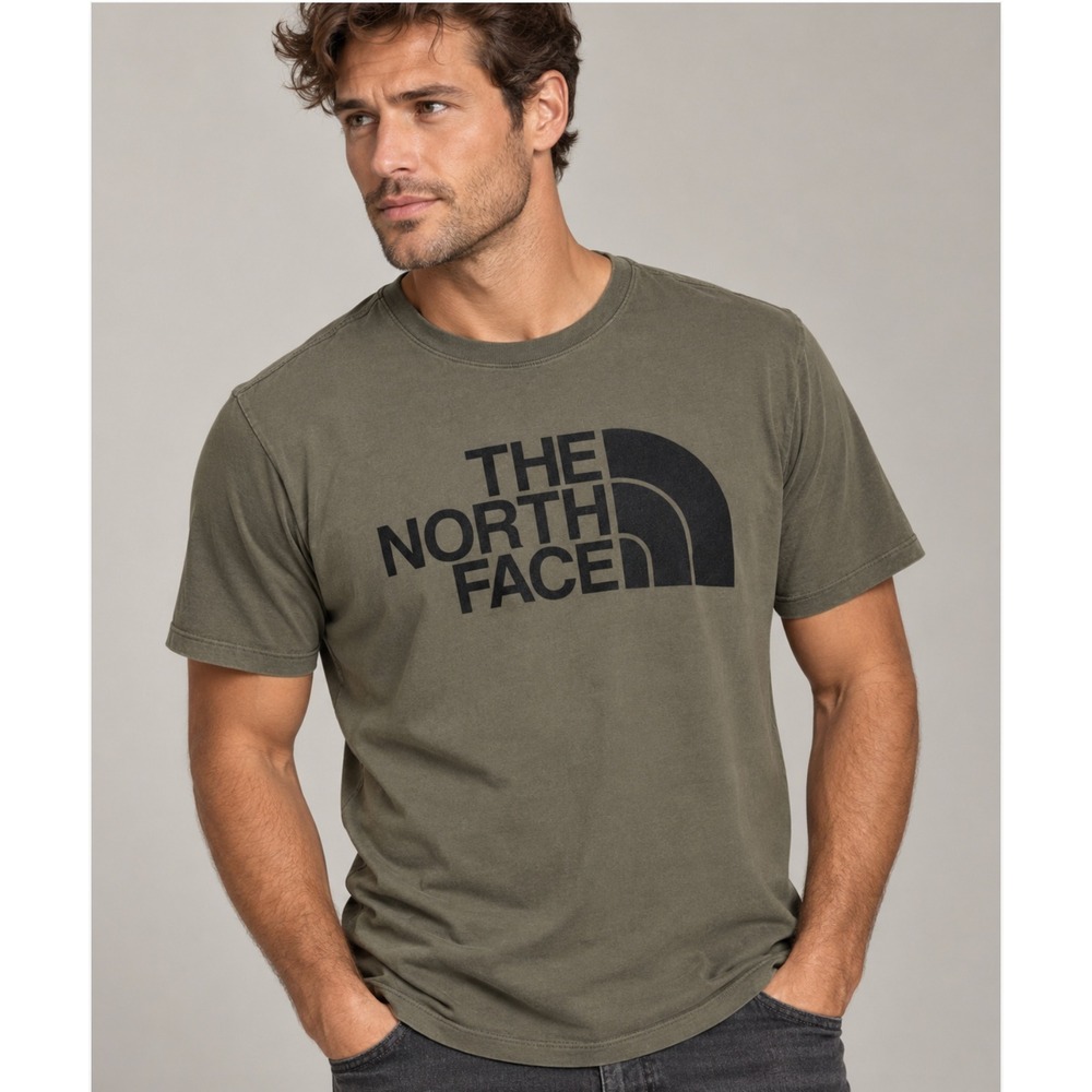 The North Face T Shirt Small Olive Green Logo Graphic Tee Gorpcore Outdoor Hike